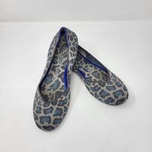 Rothy's Spotted Grey Leopard Print Ballet Flats Rounded Toe Retired Size 8